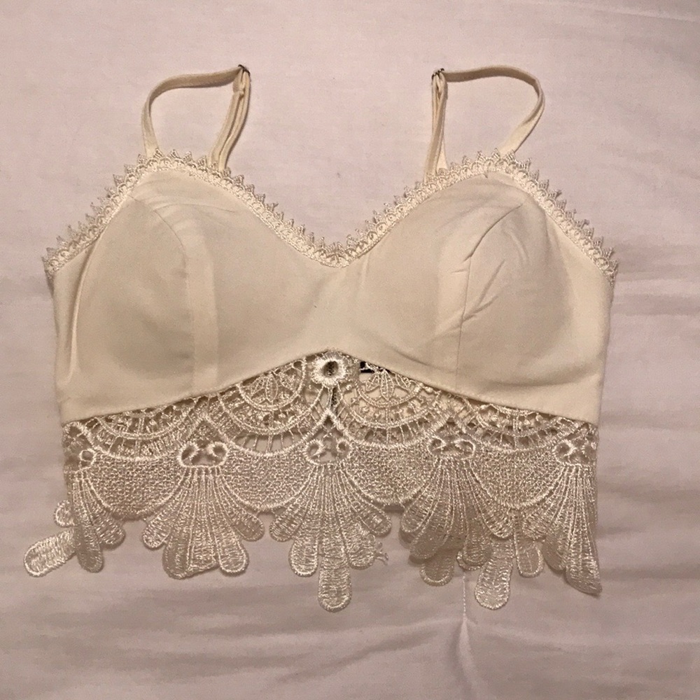 LF White Lace Bralette Crop Top XS Size 6